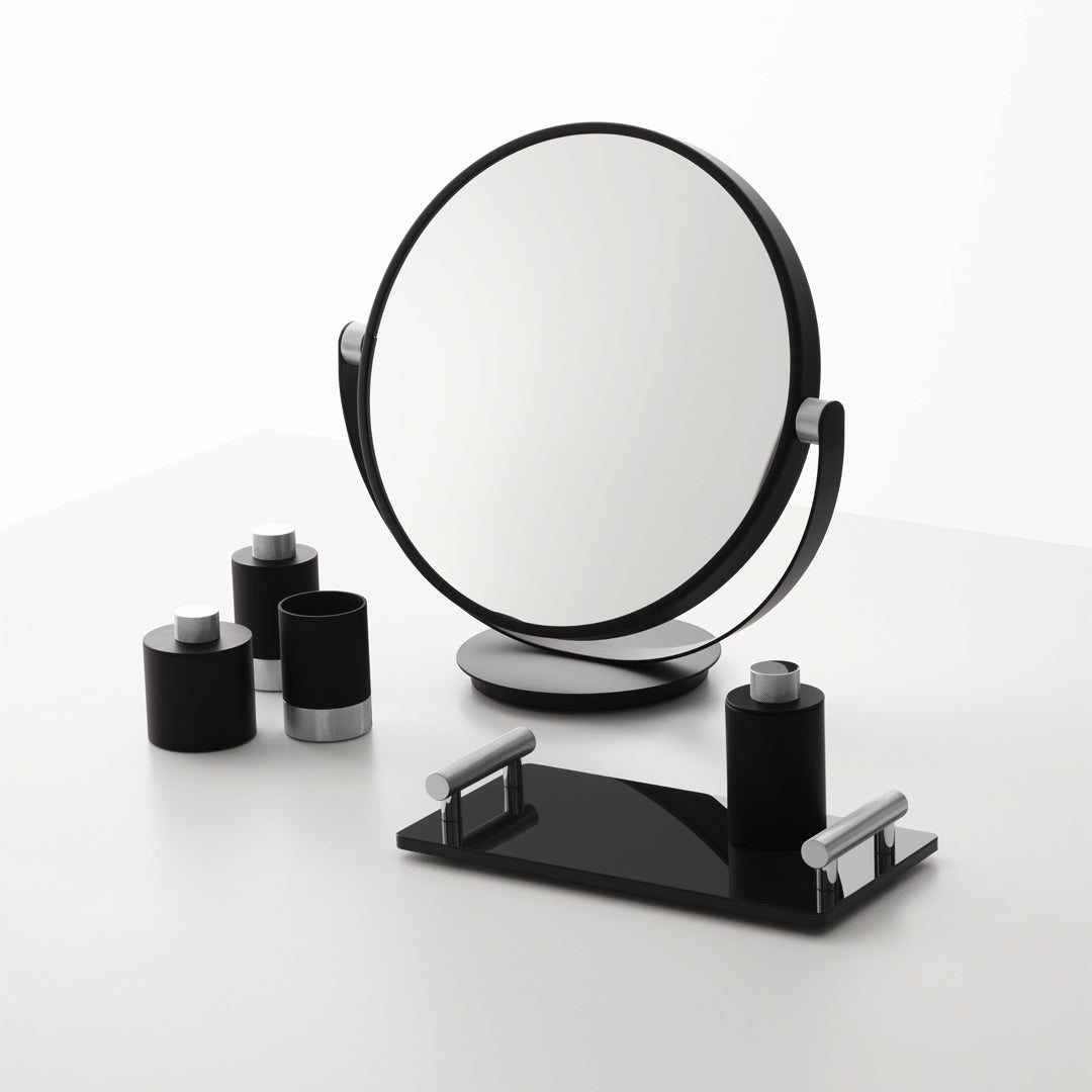 Cosmetic mirror 43cm - VANITY, matt black/chrome.