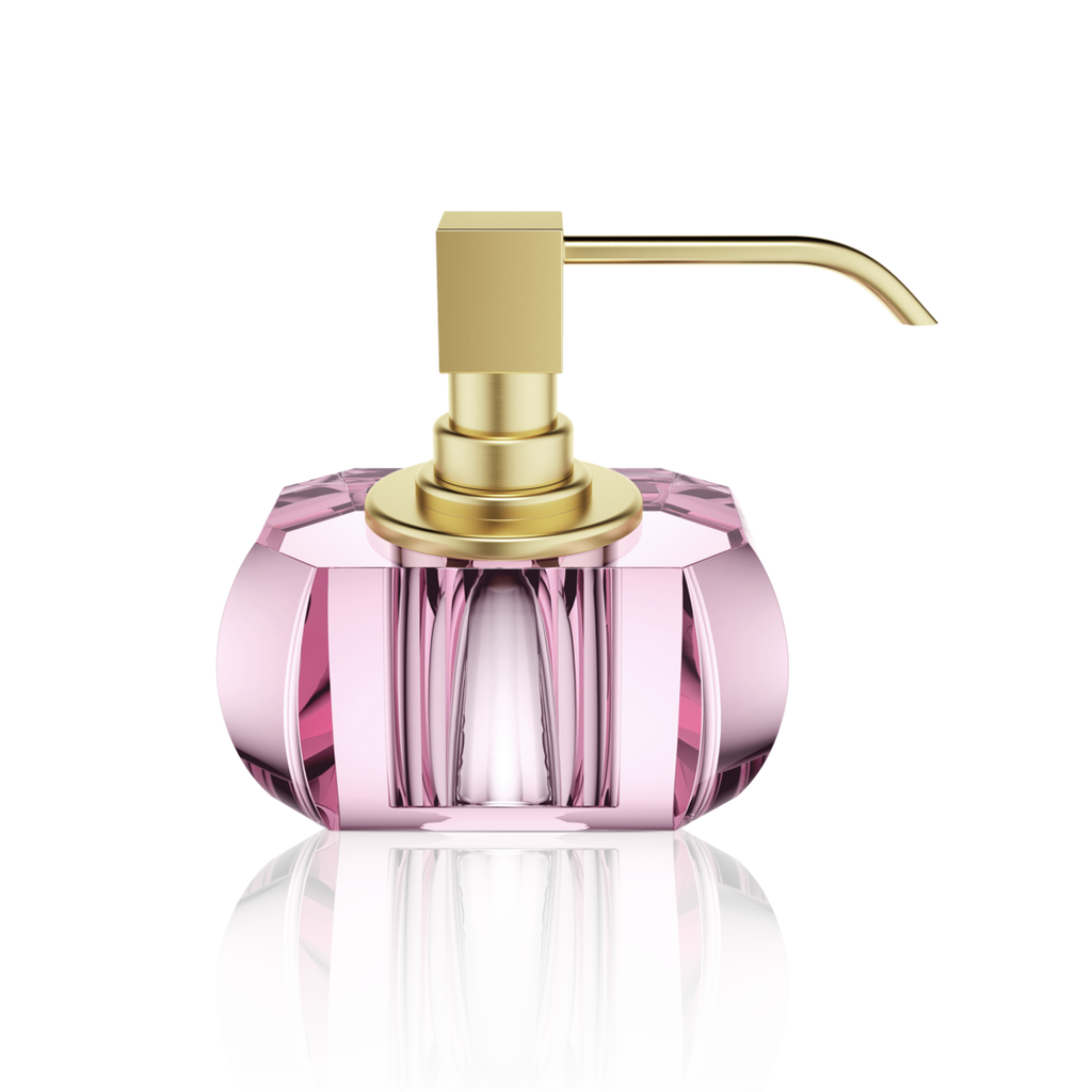 Soap Dispenser Kristall Pink - Gold Matt