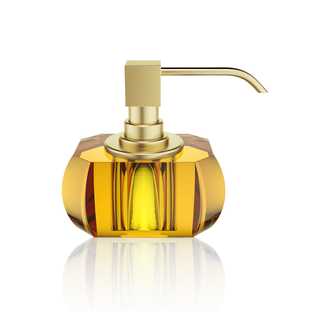 Soap Dispenser Kristall Amber - Matt Gold