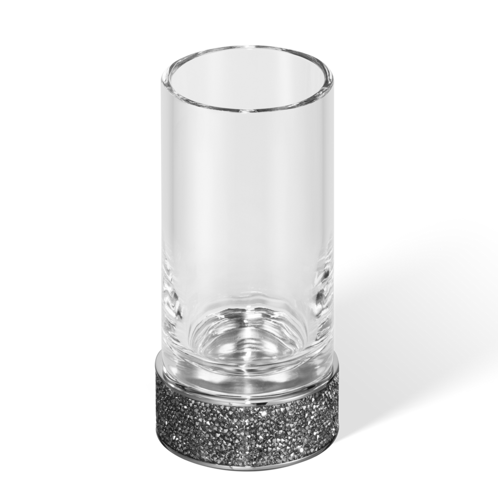 Swarovski Crystals - Rocks tumbler / toothbrush holder chrome + clear glass