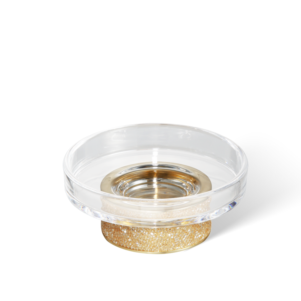 Soap Dish Rocks STS Swarovski Matte Gold - Clear Glass